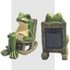 Mini Rocking Chair Frog Figurine Lamp Creative Animal Statue  Garden Decoration