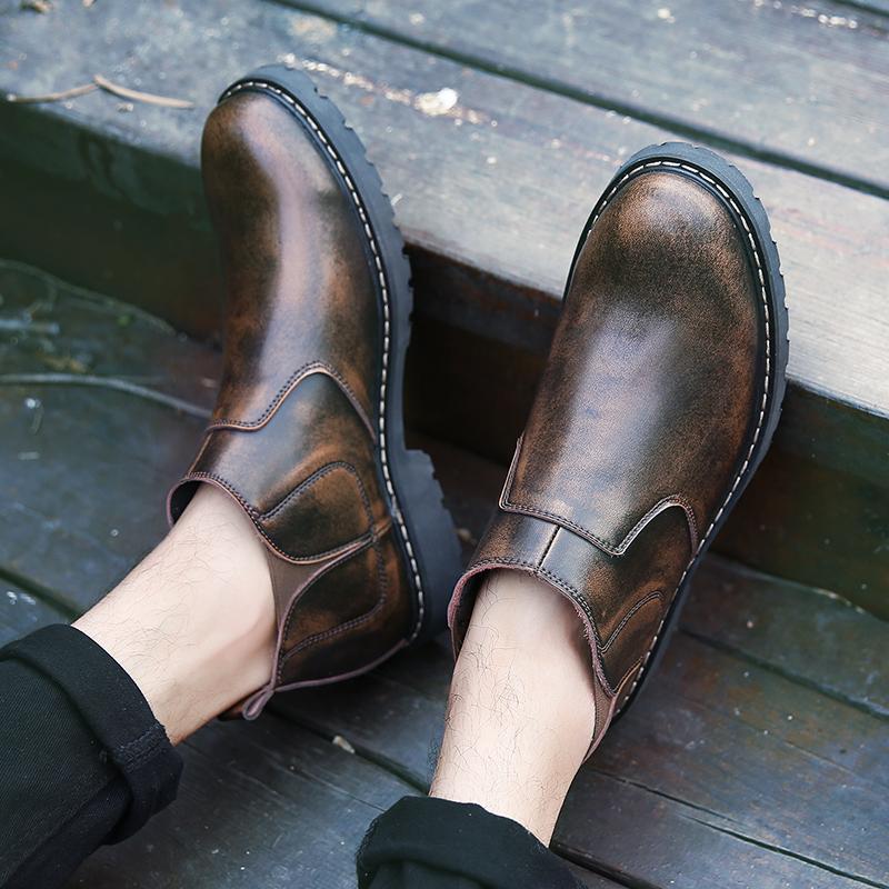 Мужская обувь Длинные ботинки в британском стиле Мужские однотонные ботинки челси Очень большие короткие ботинки Деловая официальная обувь