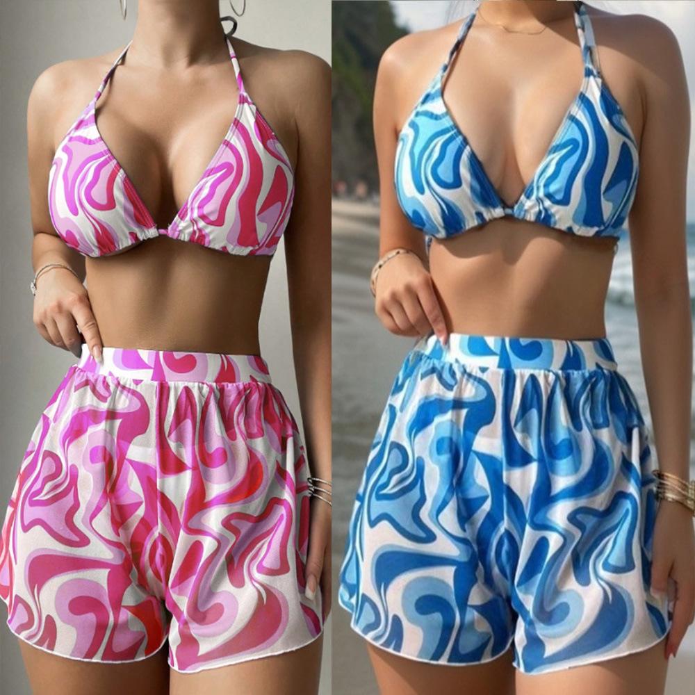 Европейский и американский сексуальный купальник-бикини из трех частей с принтом - Женский купальник-бандаж для отпуска