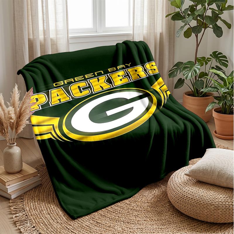 Green Bay Packers Flannel Fleece Blanket Cozy Warm Throw Blanket For Couch Bed Travel All Season Use