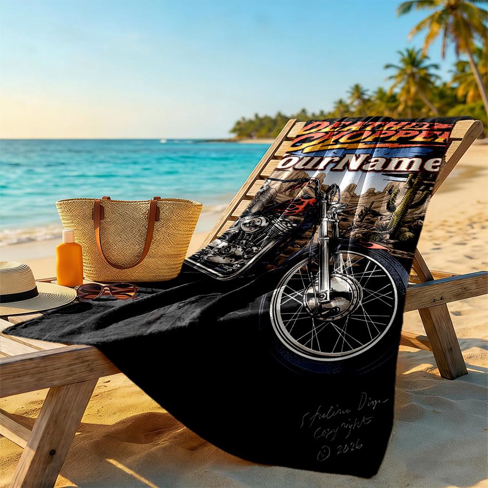 Harley-davidson Motorcycles Personalized Name Beach Towel Quick-Dry Soft Microfiber Perfect for Traveling Yoga Camping and Swimming