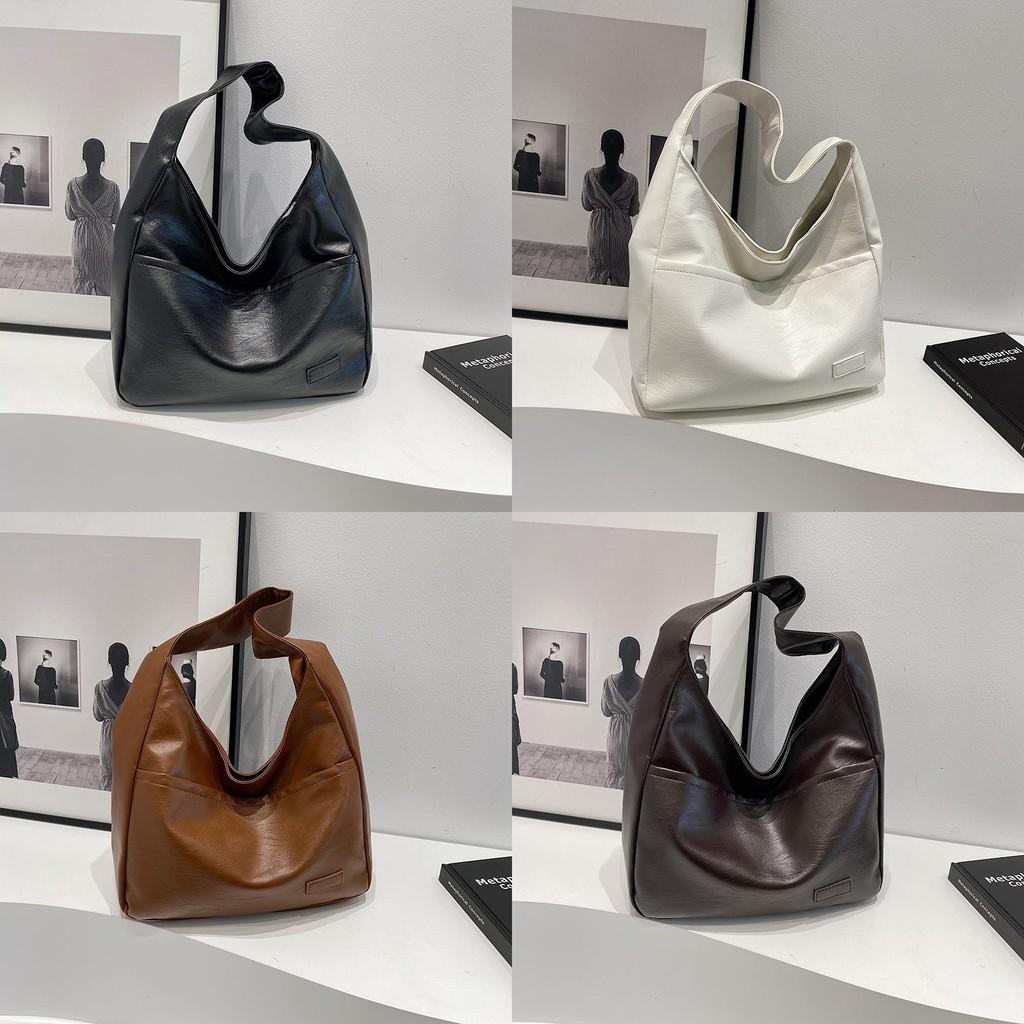 Chic Retro Large Capacity Tote Bag For Women With Unique Design And Stylish Appeal In Black White Brown Or Coffee Colors