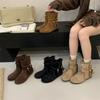 2025 осень новые матовые мягкие кожаные уродливо милые ботинки Мартина с большой головой женские литературные ретро на плоской подошве удобные ботинки Биркенсток