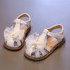 Girls Closed Toe Soft Sole Sandals, Summer Crystal Bow Princess Beach Shoes for Middle and Big Kids
