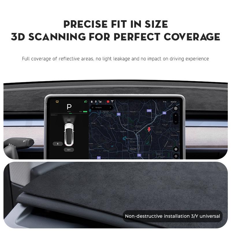 Futhope верхняя фланелевая накладка на приборную панель для Tesla Model 3/Y, солнцезащитный козырек, анти-УФ-защитный коврик для приборной панели, солнцезащитный нескользящий автомобильный коврик