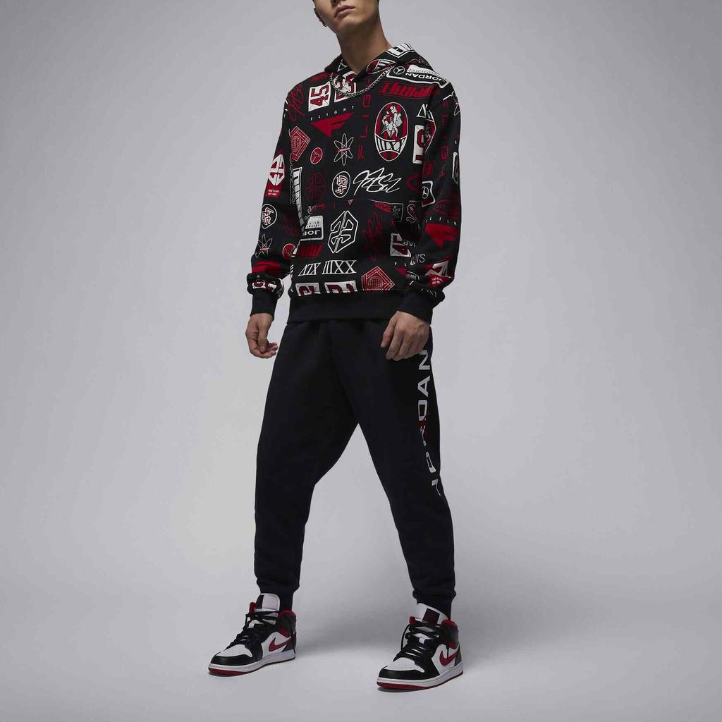 Jordan Толстовка флисовая с принтом Essentials Мужские топы Черный Campus-Red HM7255010