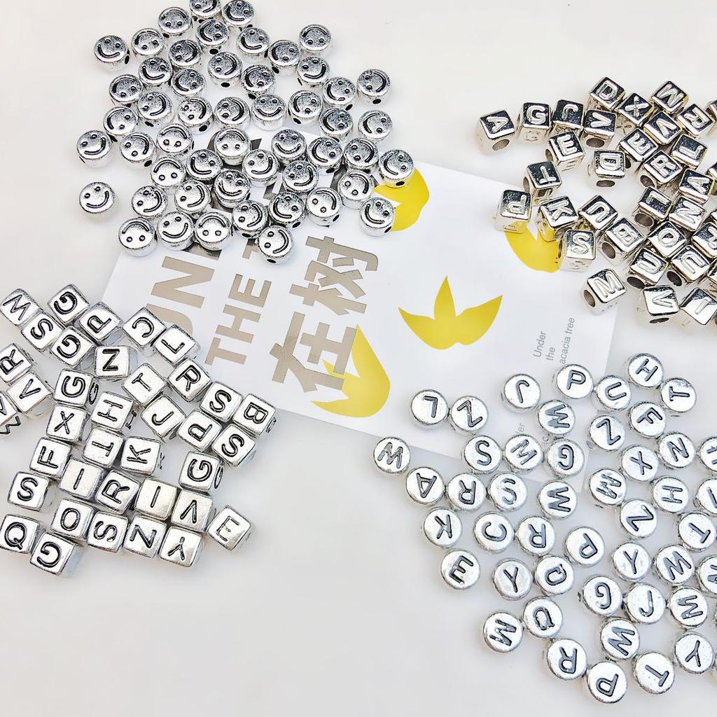 10g Black Outline Smiley Face Square Letter Beads for DIY Handmade Beading