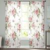 Pink Rose Romantic Luxury Tulle Curtains Modern Living Room Kitchen Chiffon Curtain Bedroom Sheer Valance Curtain