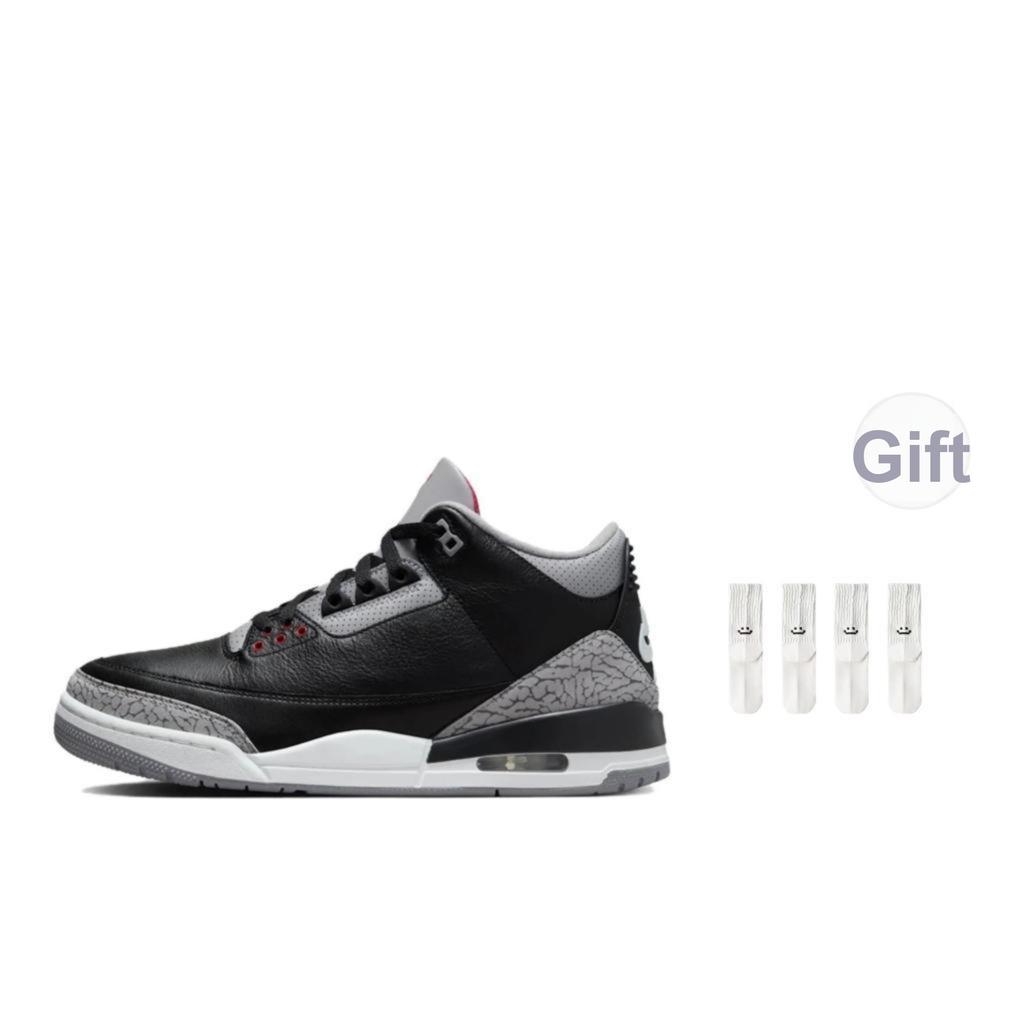 Air Jordan 3 Retro OG Black Cement 2024 Unisex Sneakers Fire-Red Cement-Grey Sail DN3707-010
