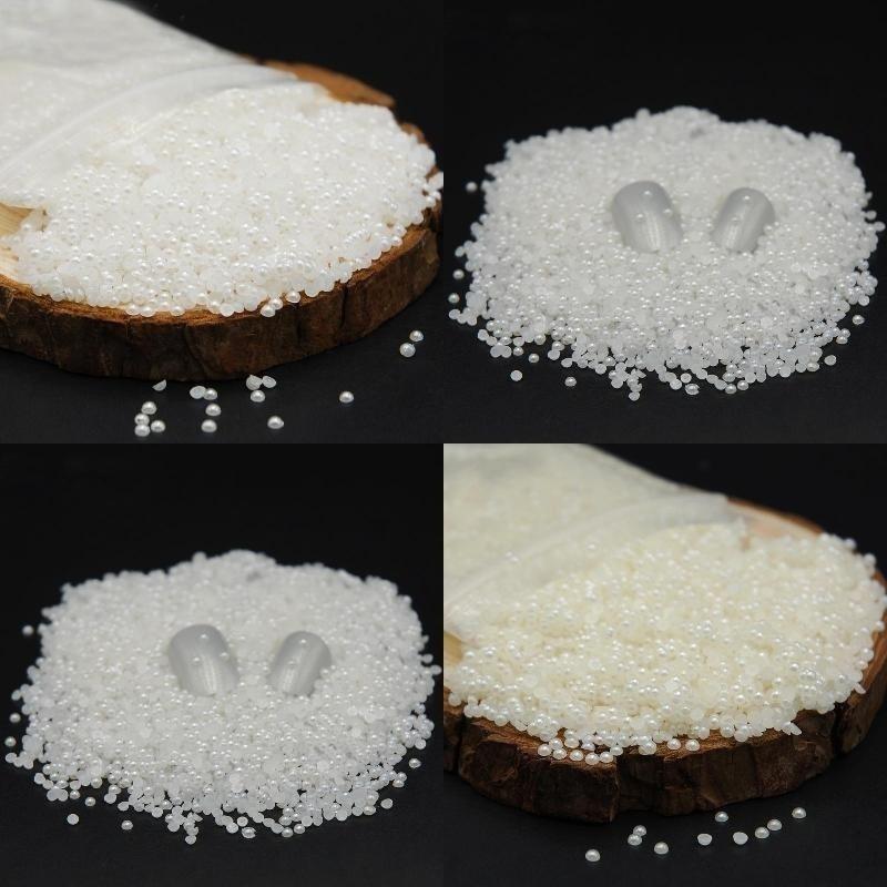 2000pcs 2mm 3mm 4mm Shiny White/Beige Half Round Pearl Beads Flat Back Gems Resin Pearl Beads Nail A