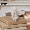 Матовая статуэтка ангелочка, Маленькая скульптура херувима-ангела, 3D-печать, Держащий лицо, Прочный орнамент-фигурка для полки, дома, офисного стола,