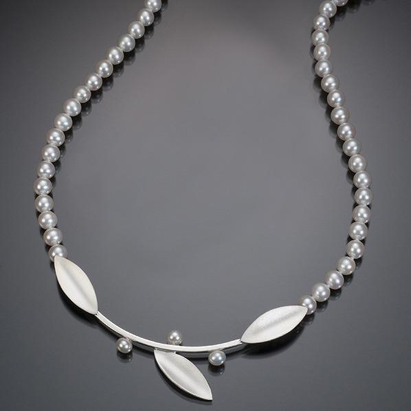 Ювелирный набор Rongyu из стерлингового серебра 925 пробы с листьями и жемчугом – серьги и ожерелье, европейский и американский стиль, популярный рождественский подарок