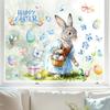 Пасхальная наклейка на окно Милый кролик Полевые цветы Яйца Бабочка Многоразовые двусторонние статические оконные наклейки для стеклянных дверей стен Детской комнаты Весна