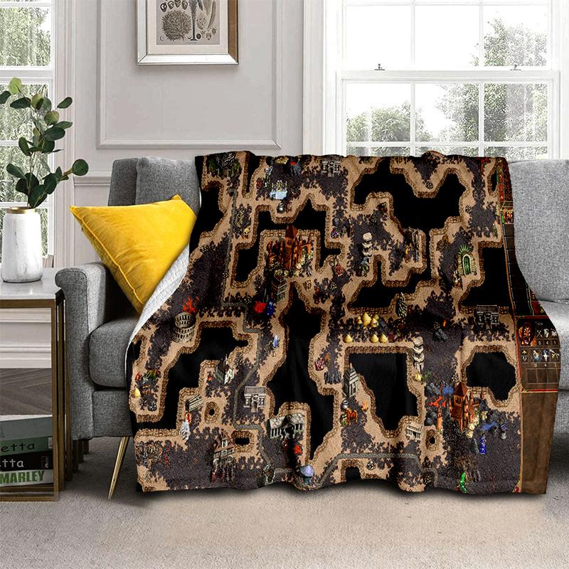 2025 New Style HOMM3 Heroes of Might and Magic Map Treasure Chest Blanket,Soft Throw Blanket for Home Bedroom Bed Sofa Travel