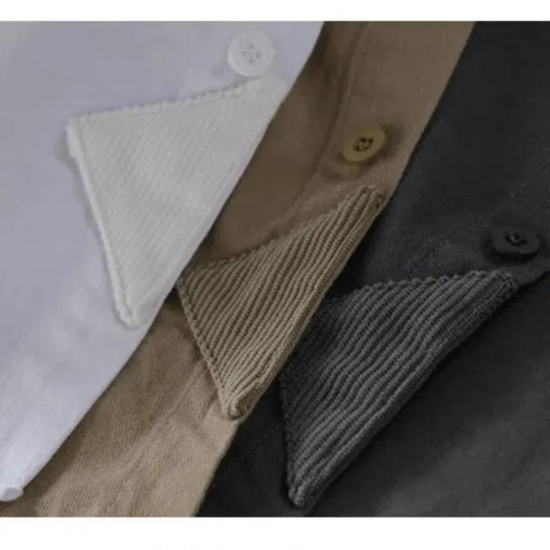 Весенне-летняя рубашка с длинным рукавом для мужчин в корейском стиле, рабочая одежда для мужчин, топы с воротником-лацканами и карманами, хлопковая рубашка, простая мужская одежда