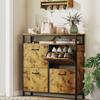 Slim Shoe Cabinet, 4 Fold-Down Drawers, Open Shelving, Holds 12-20 Pairs, Steel, Brown