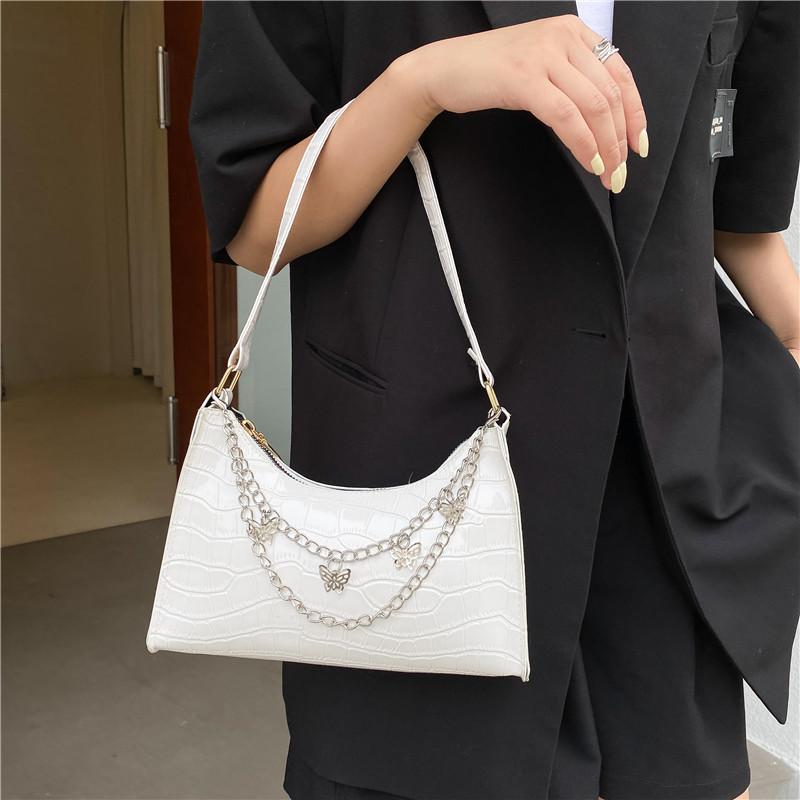 Yogodlns Роскошная сумка через плечо с узором аллигатора для женщин, цепочки-бабочки, сумки подмышки, модная женская сумка подмышками