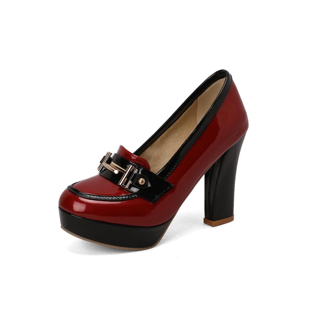 Q/женские туфли на высоком каблуке, модные водонепроницаемые туфли на платформе, на толстом каблуке, цветные низкие туфли большого размера