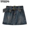 Женская короткая юбка, джинсовая юбка до половины тела, супер короткая юбка в стиле ретро, ​​комплект, юбка на бедрах, юбка, брюки