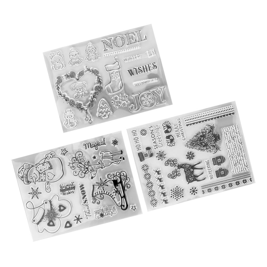 3 шт. прозрачных штампов с прозрачным отпечатком, переработанные безопасные рождественские олени, прозрачные штампы для открыток для поделок