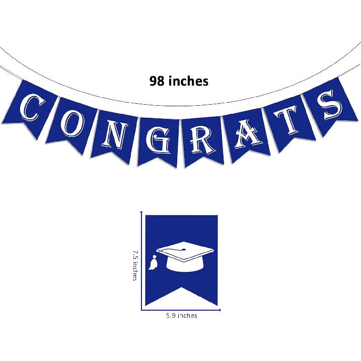 2026 Congrats Grad Banner with Graduation Cap Sign(Assembled) Class of 2026 Graduation Party Supplies Congratulation Grad Garland to Celebrate