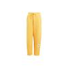 Lounge French Terry Barrel-Leg Pants Solid Color Logo Drawstring Knit Sports Pants Women Pants Yellow IA3001