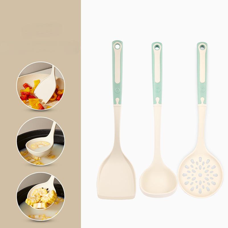 Набор из 3 предметов из пищевого силикона, клея, лопатки для сковороды с антипригарным покрытием, специальная лопатка для жарки, дуршлаг, ложка для супа, кухонные принадлежности