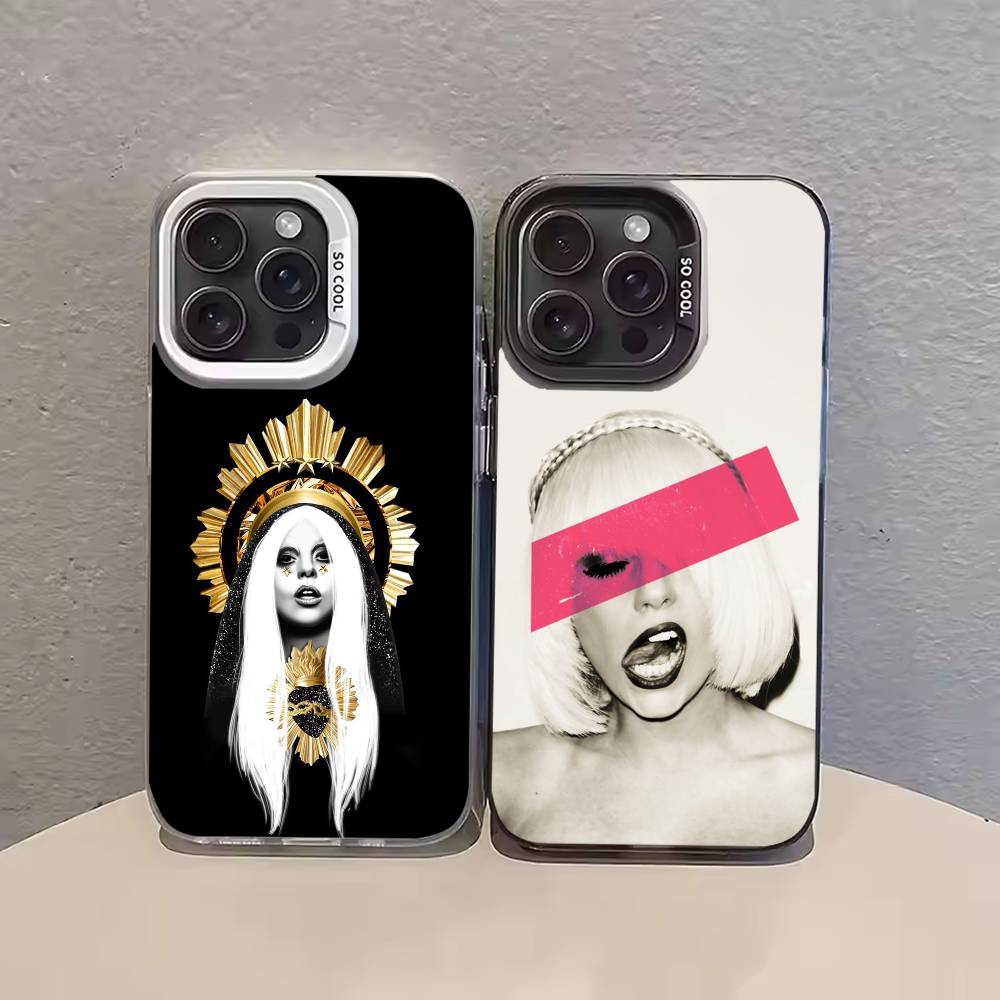 L-Lady Singer G-Gaga Phone Case For iPhone 17 16 15 14 13 12 11 Pro Max Plus Silver candy Matte Cover