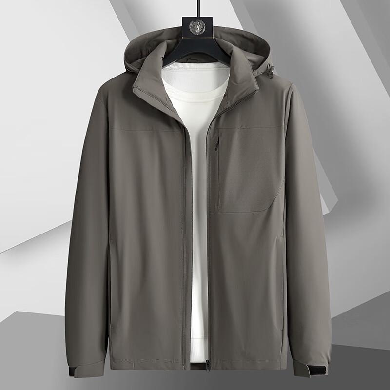 Men's Plus Size Nylon Spandex Jacket with Detachable Hood