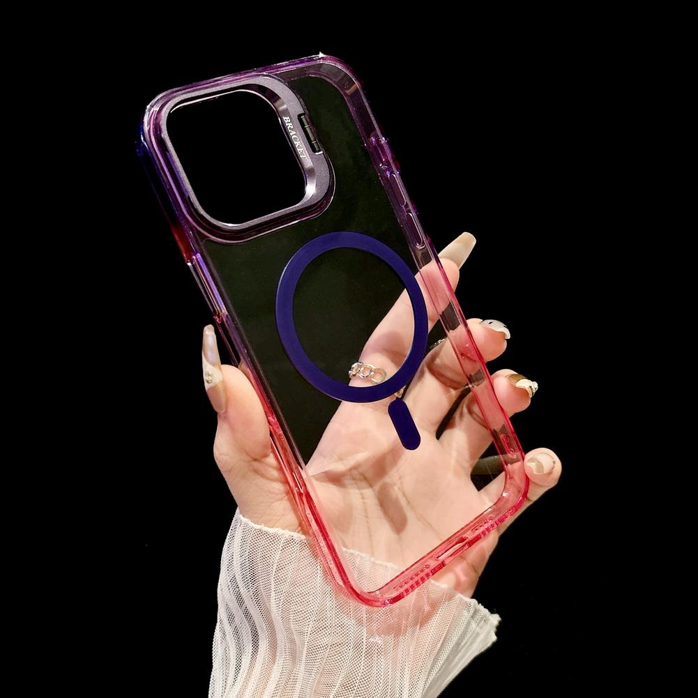 Чехол-подставка для объектива с магнитным кольцом для iPhone 17 Pro Max 17 Air 16e 16 15 14 13 Pro, градиентный, со встроенной защитой
