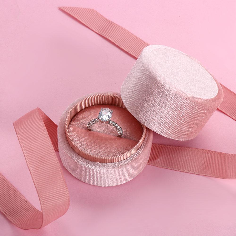 Round Gift Box Velvet Bowknot Wedding Fashion Accessories Jewelry Box Displays Box Jewelry Display