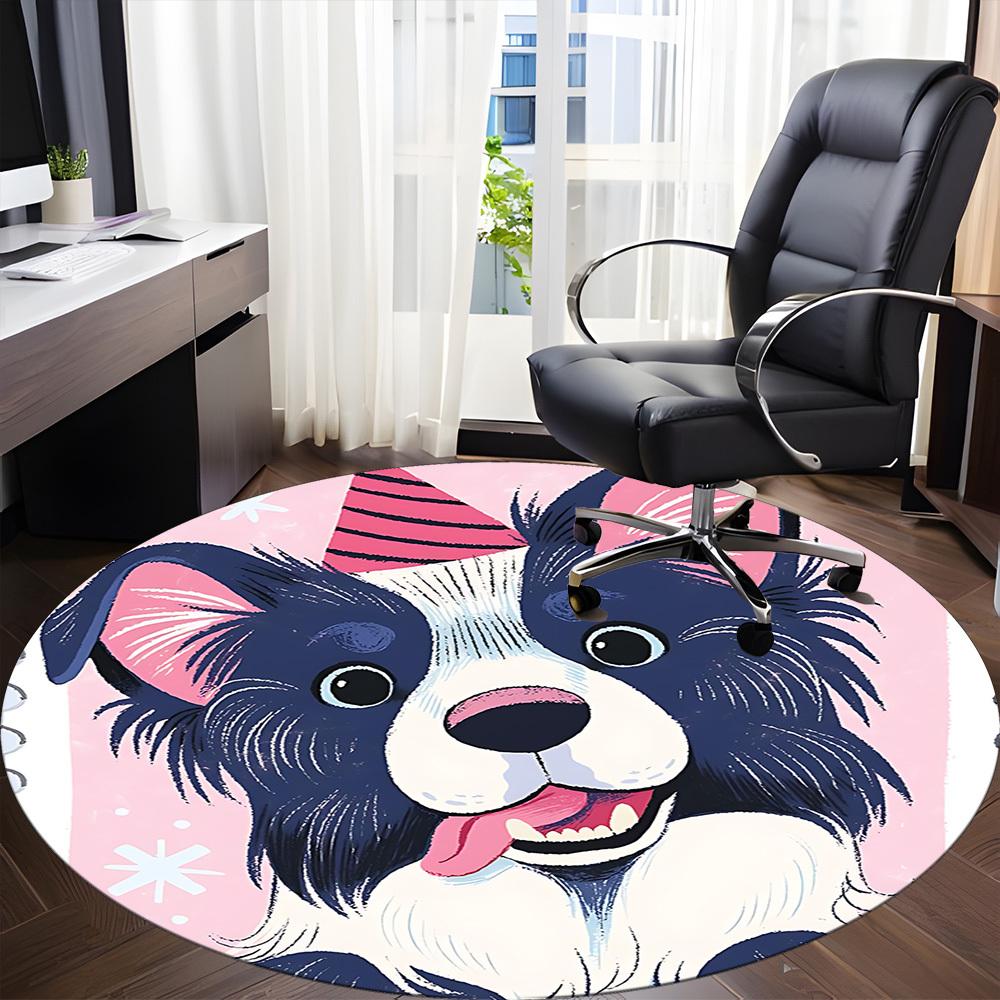 1PC Dogs Pet Office Round Area Rug,  Mat Suitable ForOffice, Under Office Chairs Bedroom Living Room Home Decor, Room Deco
