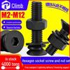 12.9 Grade Flat Head Countersunk Hex Socket Screw and Nut Set (M3, M4, M5, M6, M8).