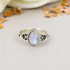 Кольцо из стерлингового серебра 925 пробы с радужным лунным камнем овальной формы для женщин