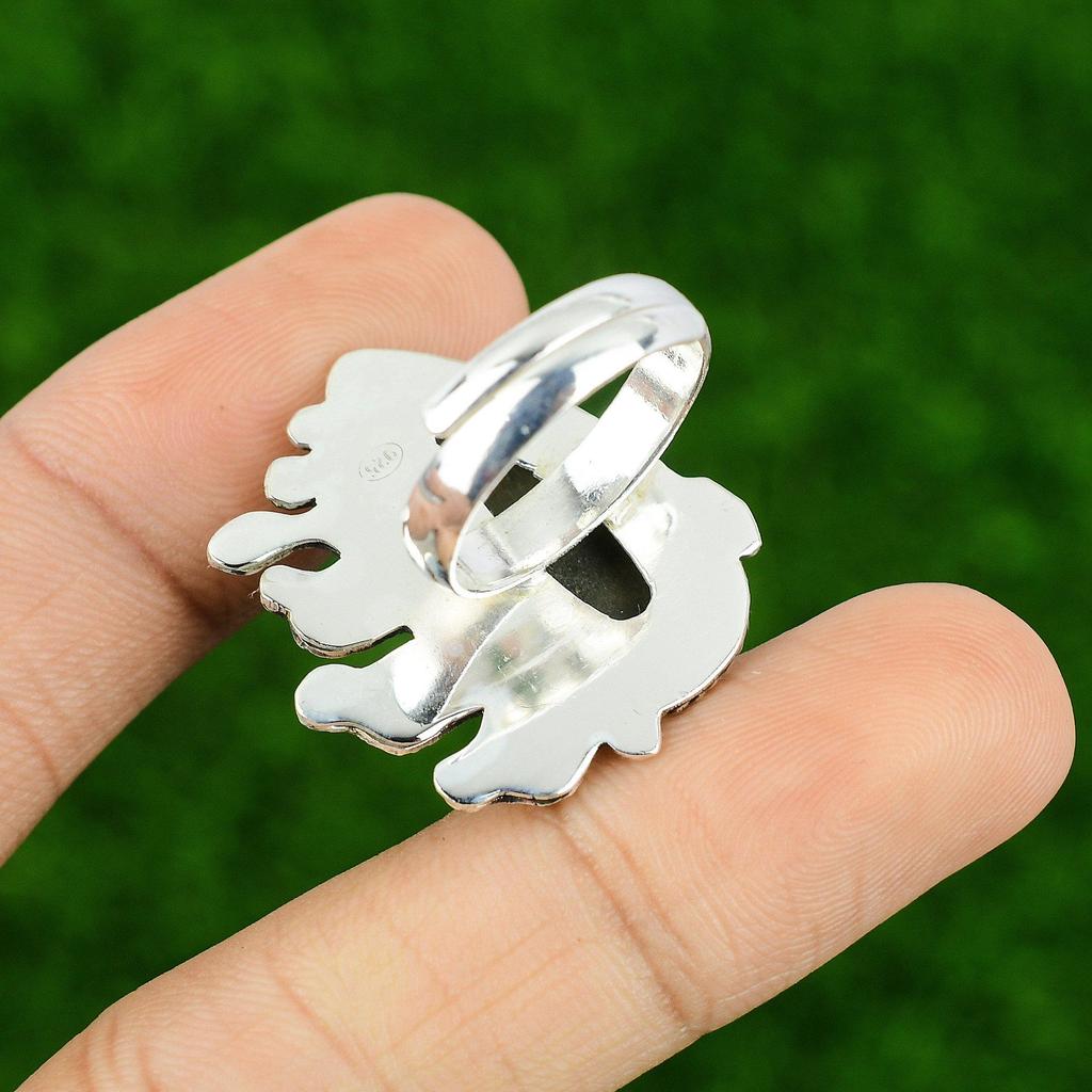 Gift For Her 925 Silver Natural Labradorite Rough Stackable Adjustable Ring