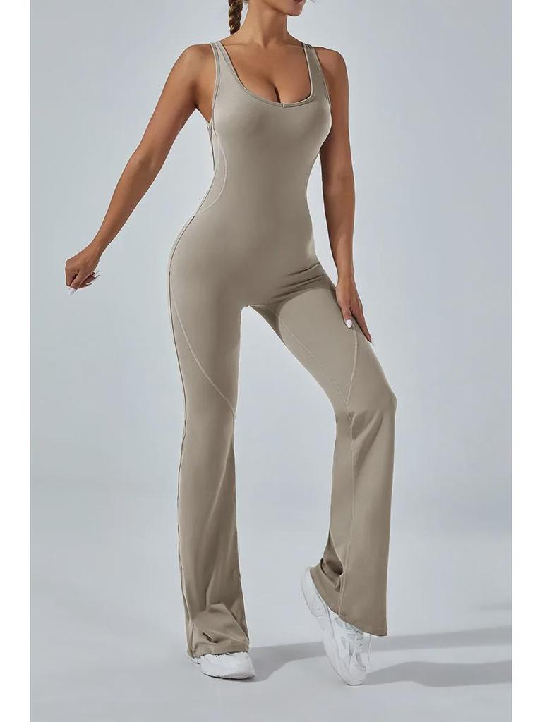 Европейский и американский костюм для йоги с открытой спиной и широкими расклешенными брюками, приподнимающими бедра