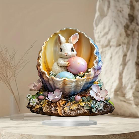 Пасхальное яйцо Кролик Орнамент 2D Плоское Акриловое Украшение Мультяшный Кролик Цветное Яйцо