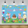 161. Peppa Pig Theme Happy Birthday Backdrop Kids Birthday Party Decoration 5x3.5ft