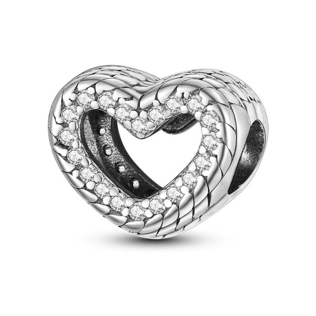 Heart Shape 925 Silver Family Lover Affection Pendant Charm Beads Fit Woman's Cute Bracelet DIY Jewelry For Women