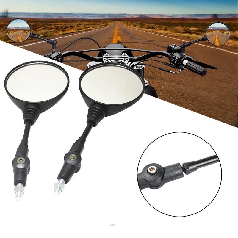 1 пара зеркал для мотоцикла 10 мм боковое зеркало черное алюминиевое универсальное вращающееся на 360 градусов зеркало заднего вида противоударное складное