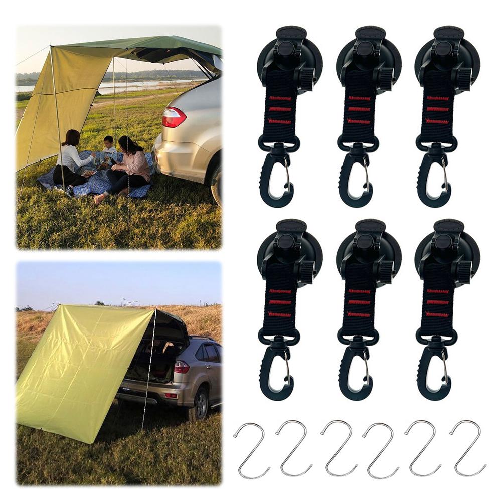 4/6Pcs Suction Cup Hooks with 360° Rotating Buckle Awning Suction Cups Tie Down Suction Cup for Camping Tarp Accessory