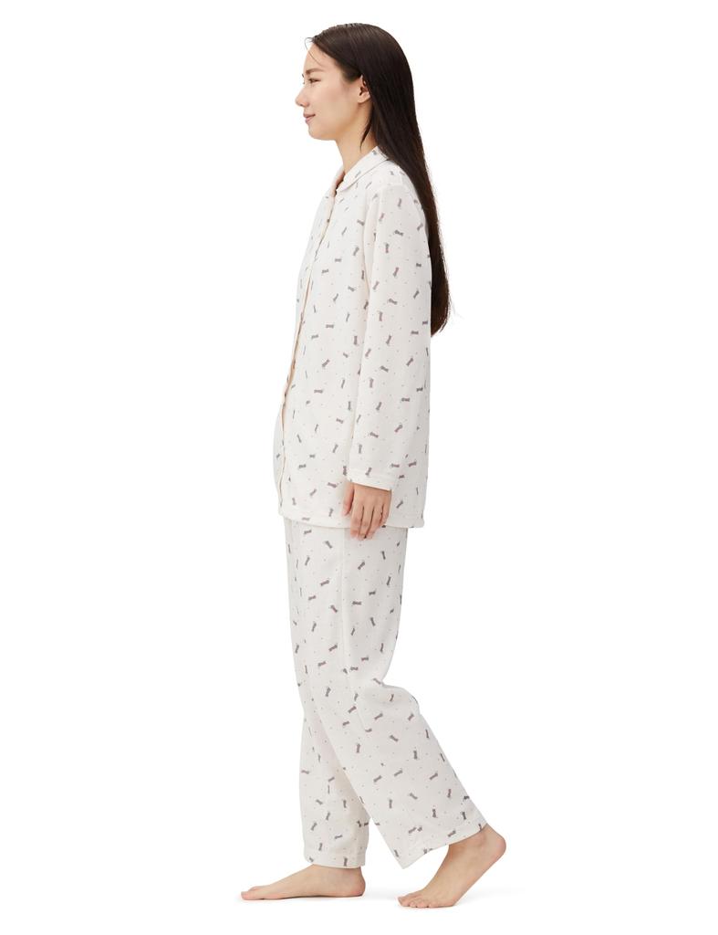 Airin Platinum Antibacterial Quilted Jacquard Easy Cat Pattern Women's One-Touch Pajamas,