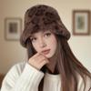 A European and American Style Fisherman Hat Imitating Mink Environmentally Friendly Fur Fisherman Hat for Women In Winter Leopard Print Pattern
