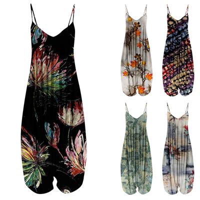 Модный комбинезон с v-образным вырезом для женщин, регулируемые бретели, винтажный комбинезон с карманами, цельные брюки