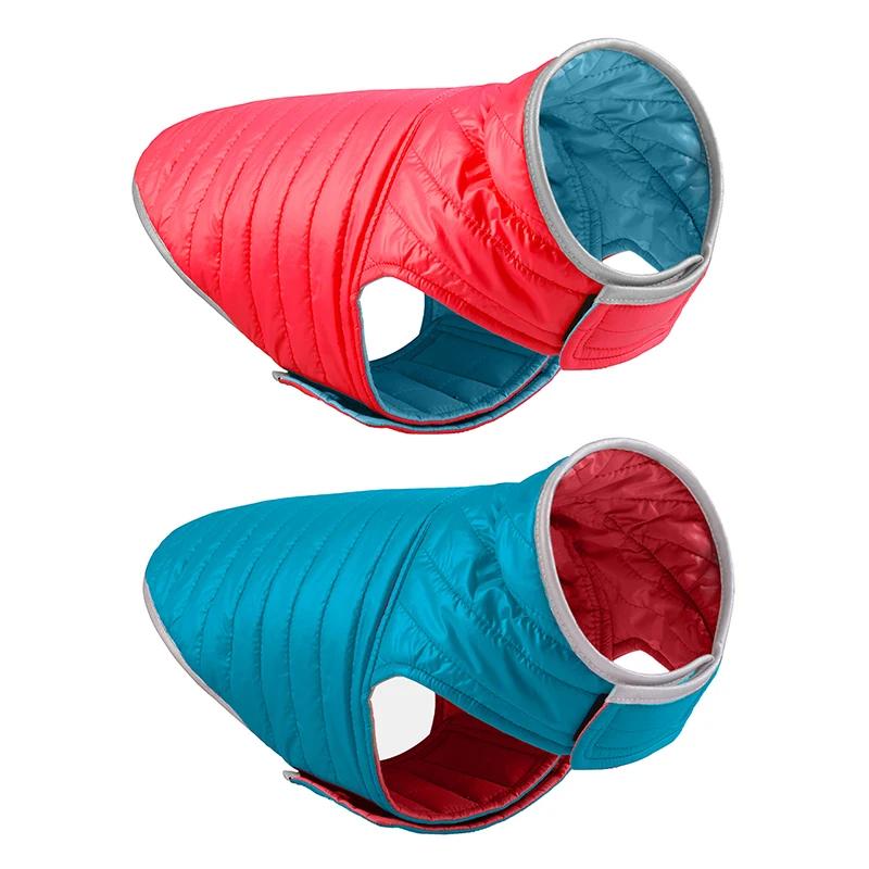 Двусторонний пуховик для маленьких собак, двухцветная светоотражающая зимняя одежда для собак для больших собак, пальто для домашних животных, чихуахуа, жилет для французского бульдога