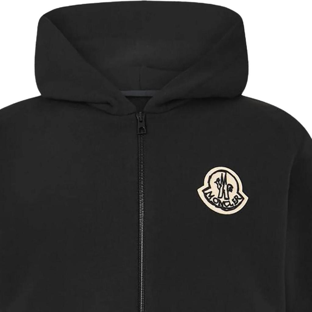 Moncler SS26 Logo Patch Hoodie Solid Color Zip Long Sleeve Hooded Sweatshirt Men hoodies L20918G00027899V4999