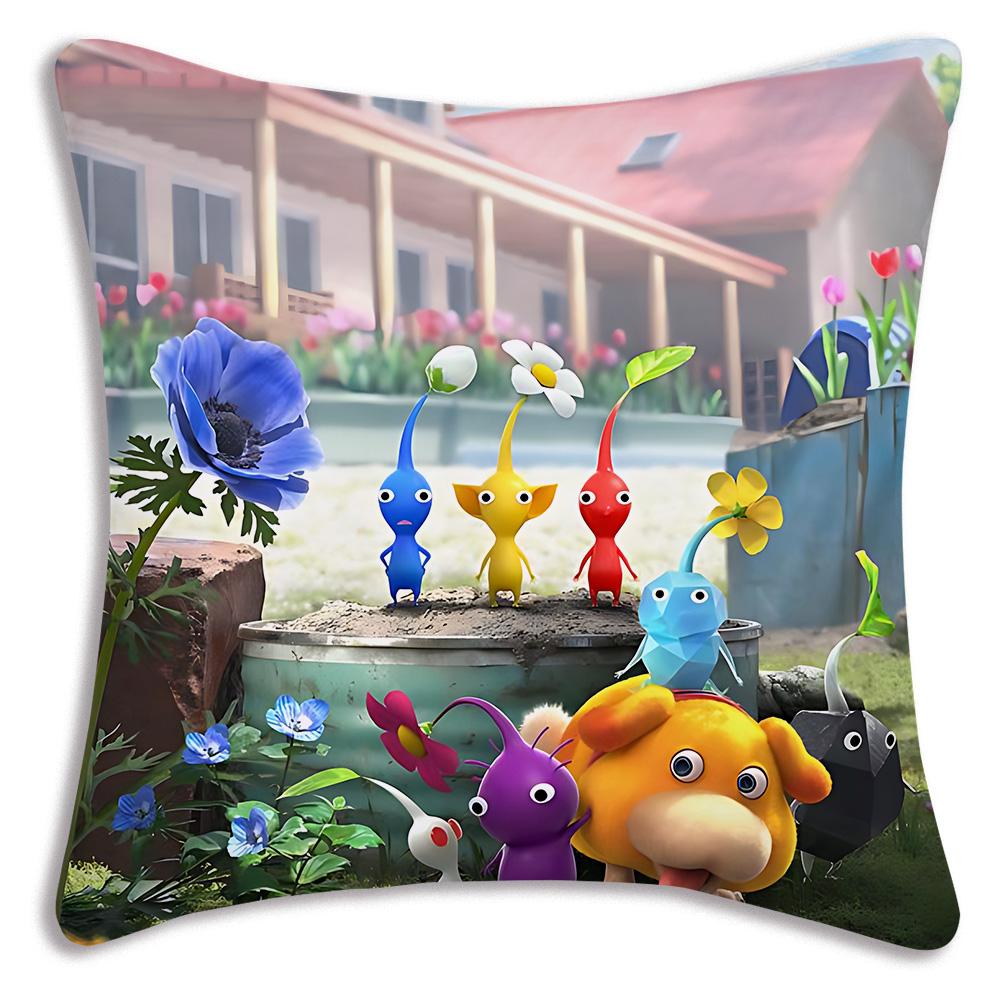 Мультяшные Чехлы для Подушек Hey For Pikmins Мультяшные Декоративные Чехлы для Подушек на Диван для Дома Двусторонние Короткий Плюш Милый Чехол для Подушки