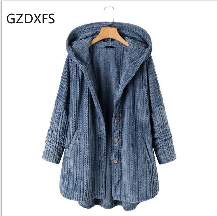 Qiu Dong New Fund Connects Hat Single Row Button Loose Leisure Temperament Long Sleeve Coat