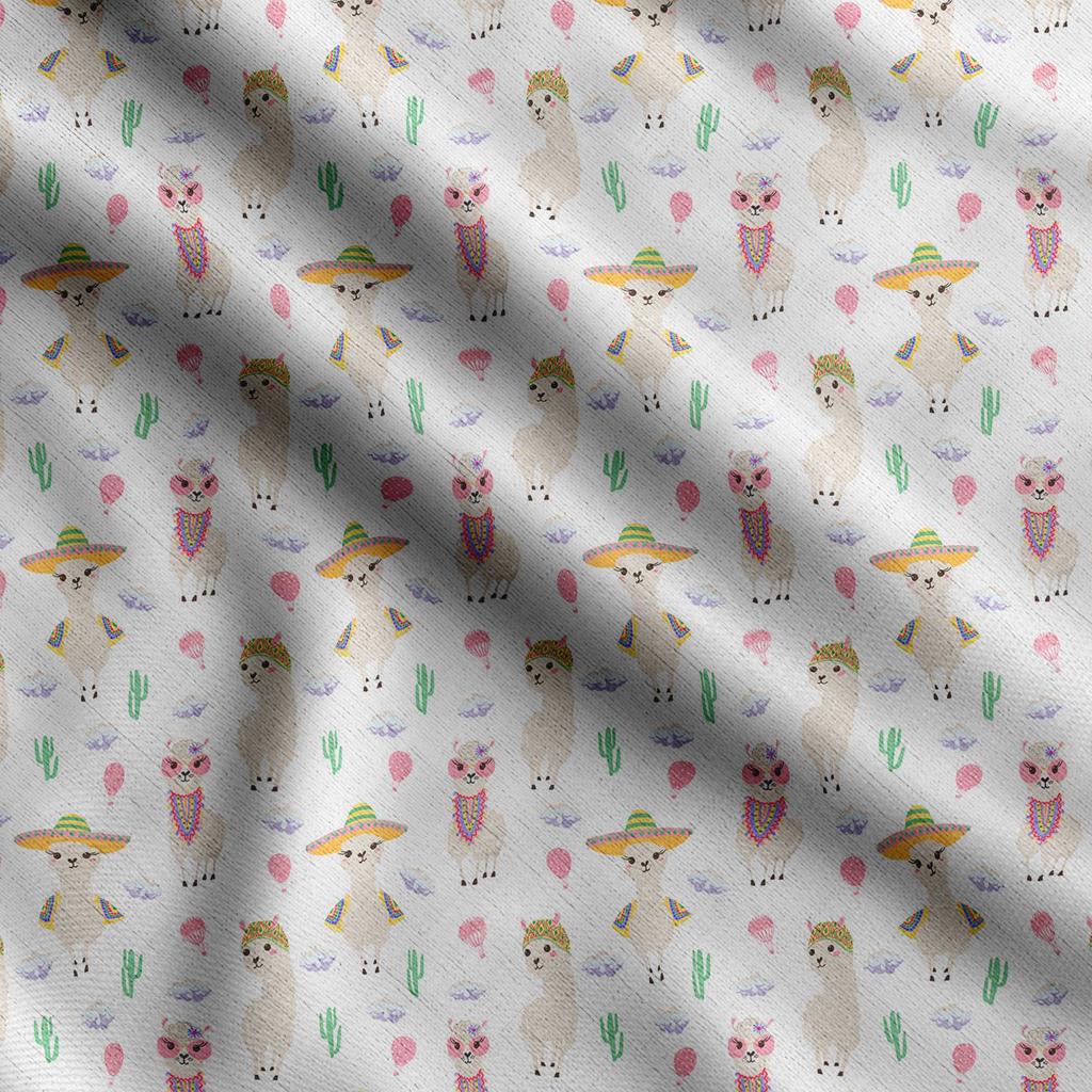 Soimoi Llama Alpaca Print,  Cotton Cambric, Quilting Fabric Sold by The Yard 42 Inch Wide, Medium Weight Cotton Fabric, Sewing  Supplies,