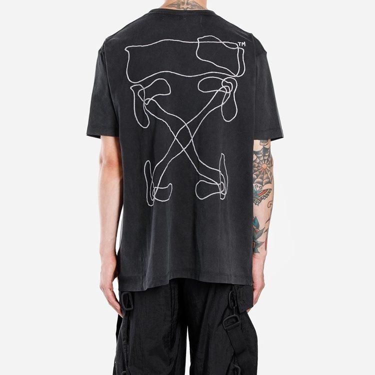 OFF WHITE Свободная футболка с вышивкой абстрактных стрелок OMAA038F191850111001